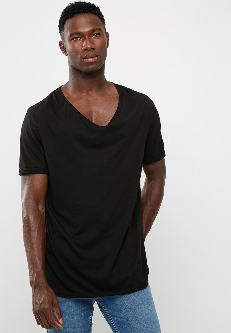 Raw edge scoop neck tee- black basicthread T-Shirts & Vests ...