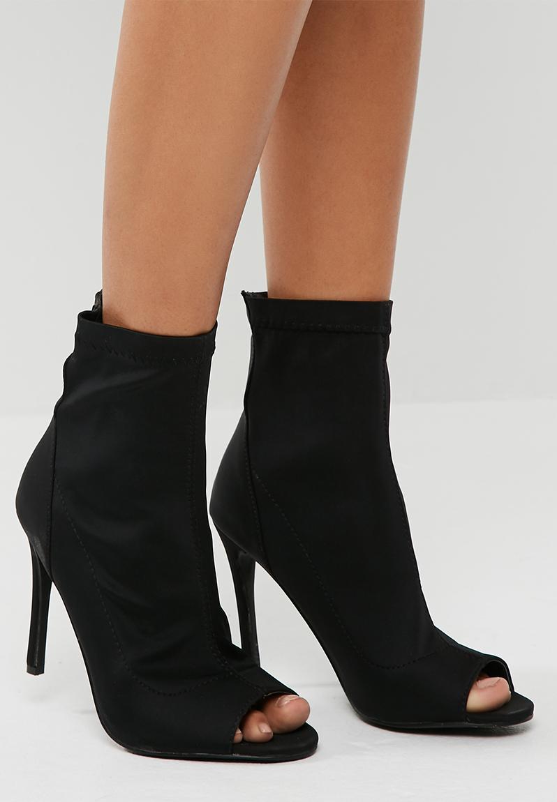 Neoprene peep toe ankle boot - Black Missguided Boots | Superbalist.com