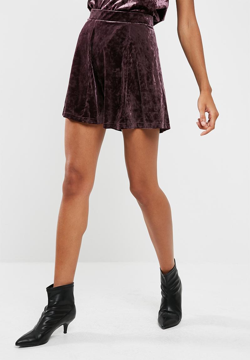 Mona Velvet Skater Skirt Plum Perfect Jacqueline De Yong Skirts