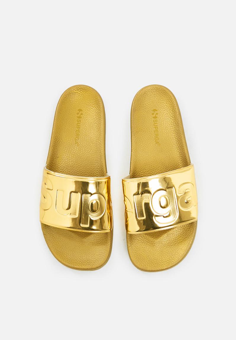 1908 Pumetu - Mettalic Soft Slide - Yellow Gold SUPERGA Sandals & Flip ...