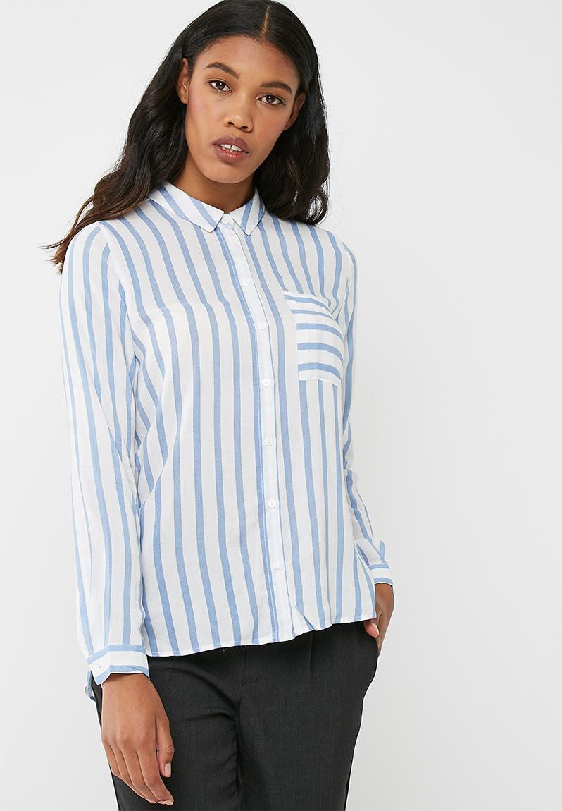 Candy stripe shirt - Cloud dancer with blue ONLY Shirts | Superbalist.com