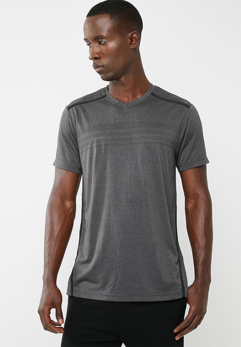 Vee Neck Teew/ black binding - Grey melange basicthread T-Shirts ...