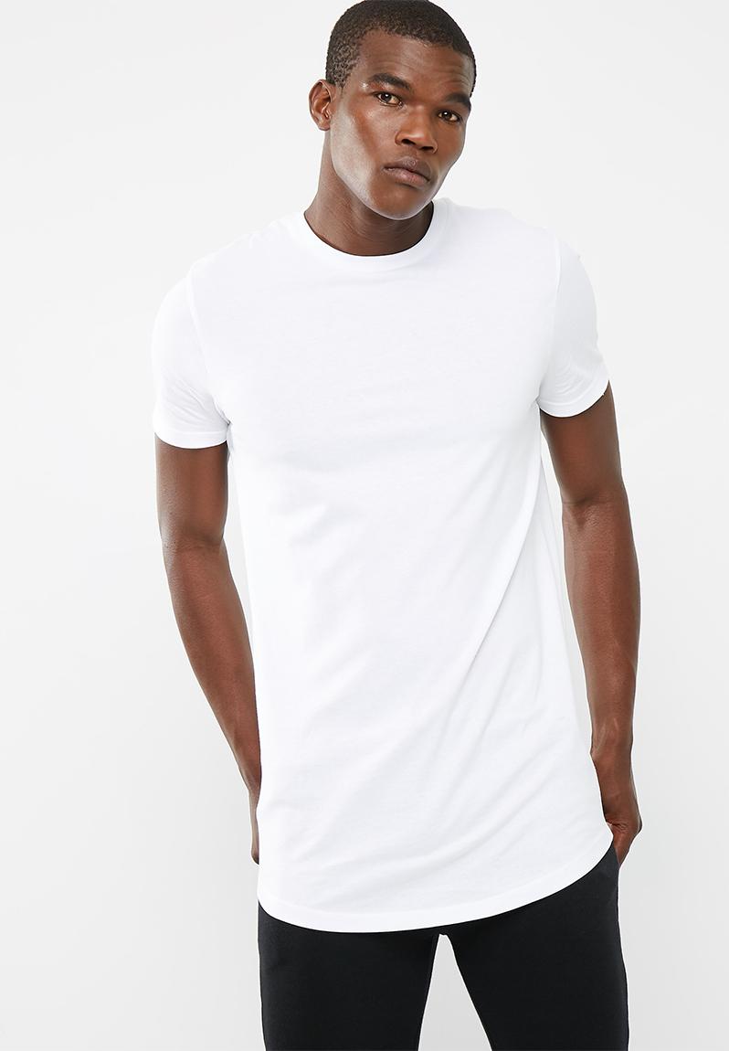 Plain longline curved hem tee - white basicthread T-Shirts & Vests ...
