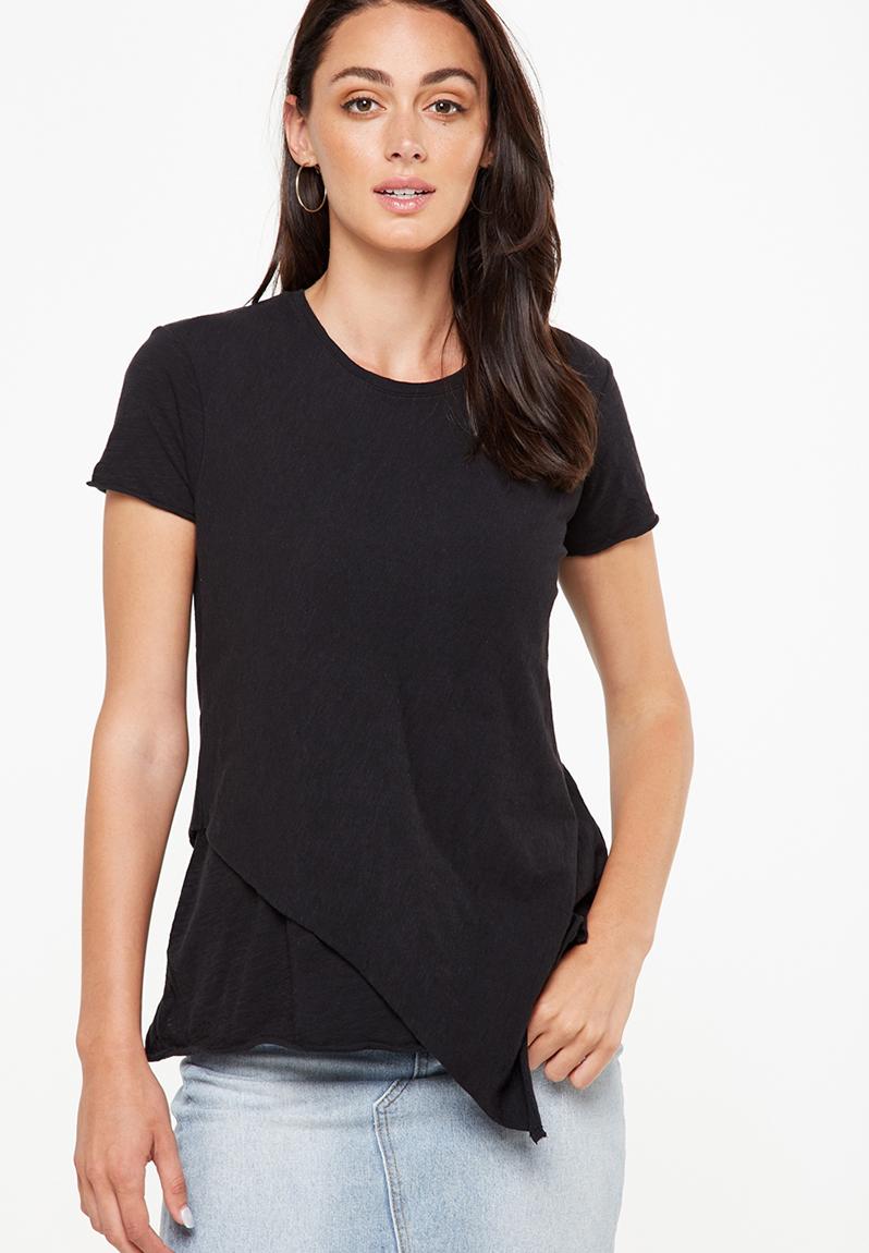 Pru Double Layer Tee Black Cotton On T Shirts Vests And Camis