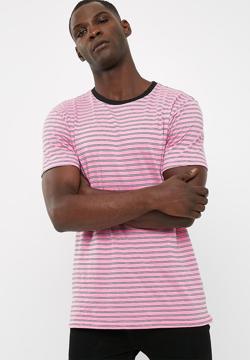 Striped crew neck tee - pink/white basicthread T-Shirts & Vests ...