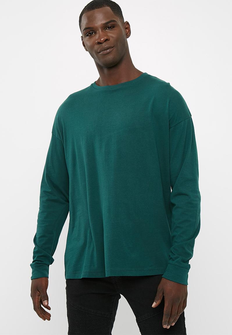 Plain Oversized L/S Tee- Bottle Green basicthread T-Shirts & Vests ...