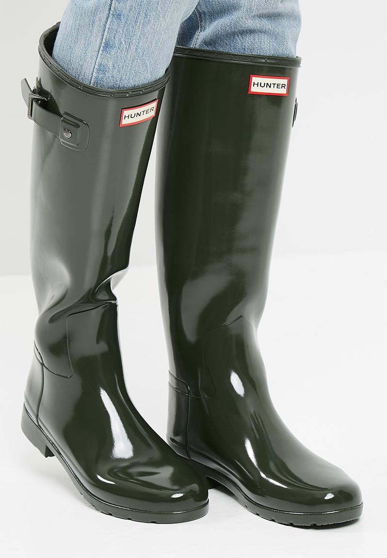 dark olive gloss hunter boots