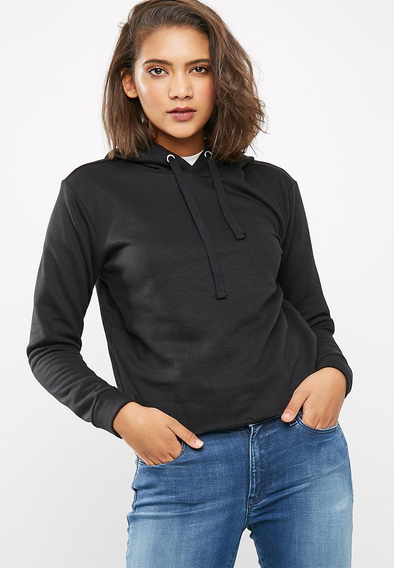 Tori cropped hooded sweat - Black Jacqueline de Yong Hoodies & Sweats ...