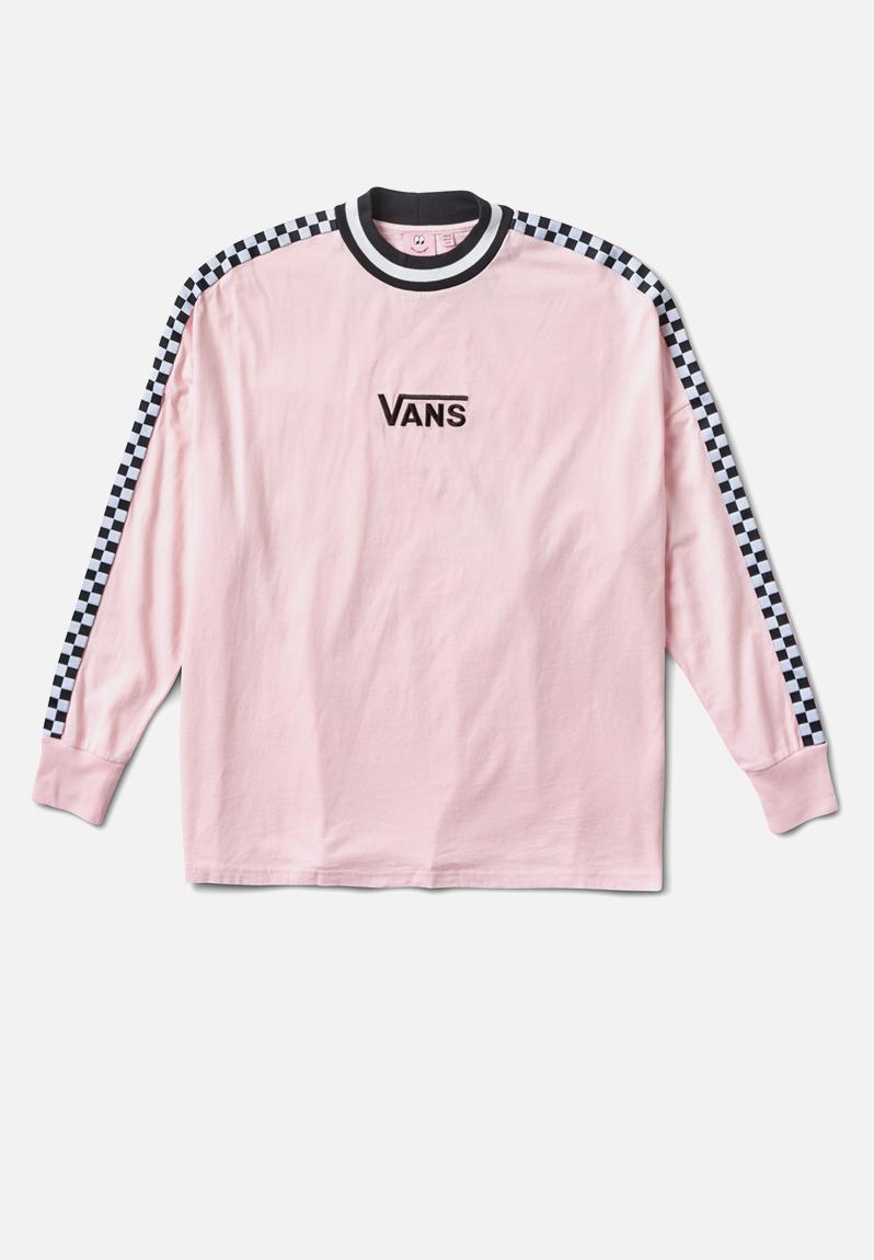 vans x lazy oaf pink checkerboard long sleeve shirt