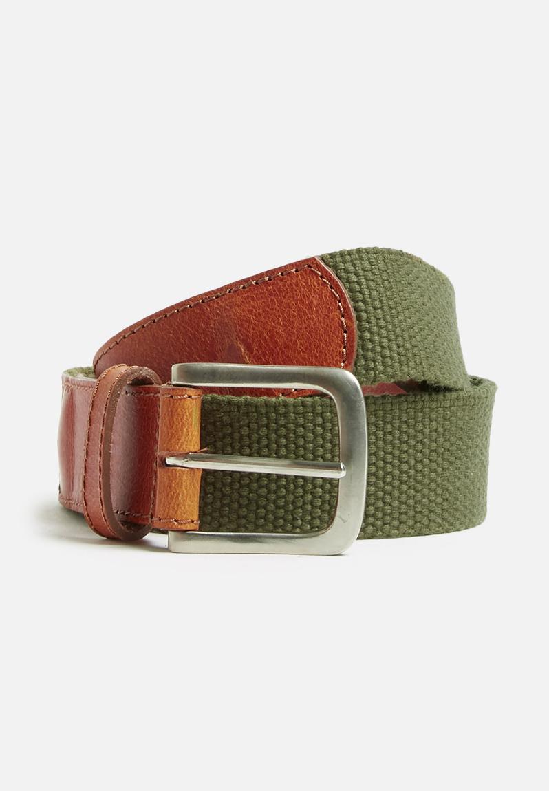 leather and webbing belt-khaki basicthread Belts | Superbalist.com