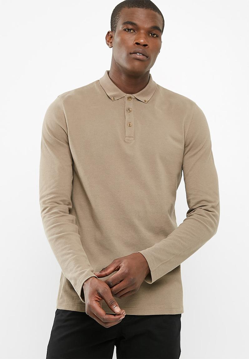 Pique L/S Slim Fit Polo- Mocca basicthread T-Shirts & Vests ...