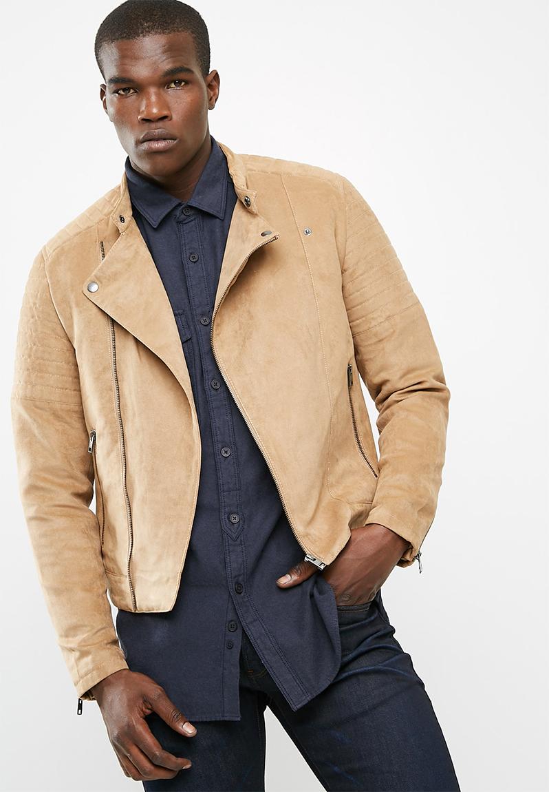 William Faux suede biker jacket - cognac Jack & Jones Jackets ...