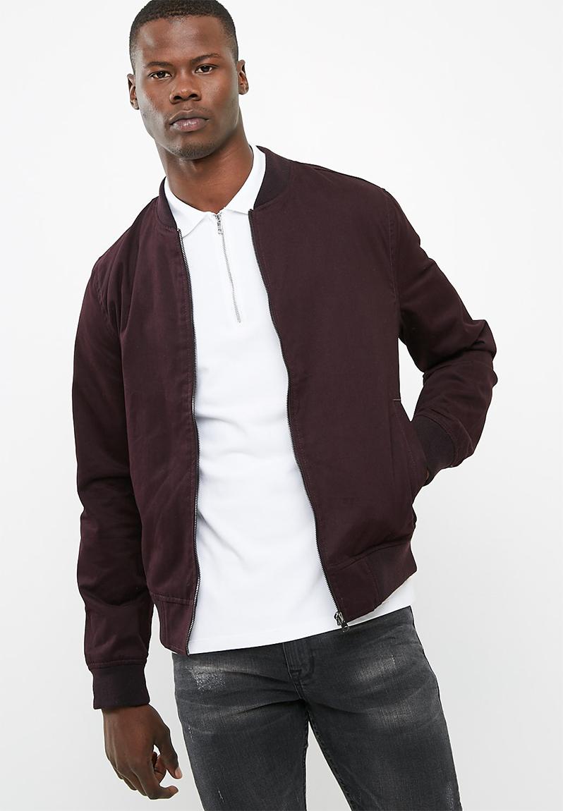 Cotton twill bomber- burgundy New Look Jackets | Superbalist.com