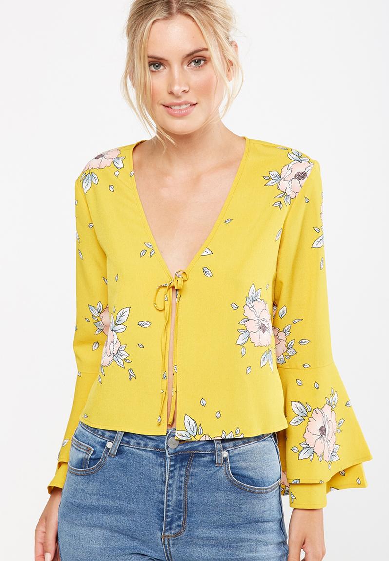 Ella tie blouse - jenny floral Yellow Cotton On Blouses | Superbalist.com