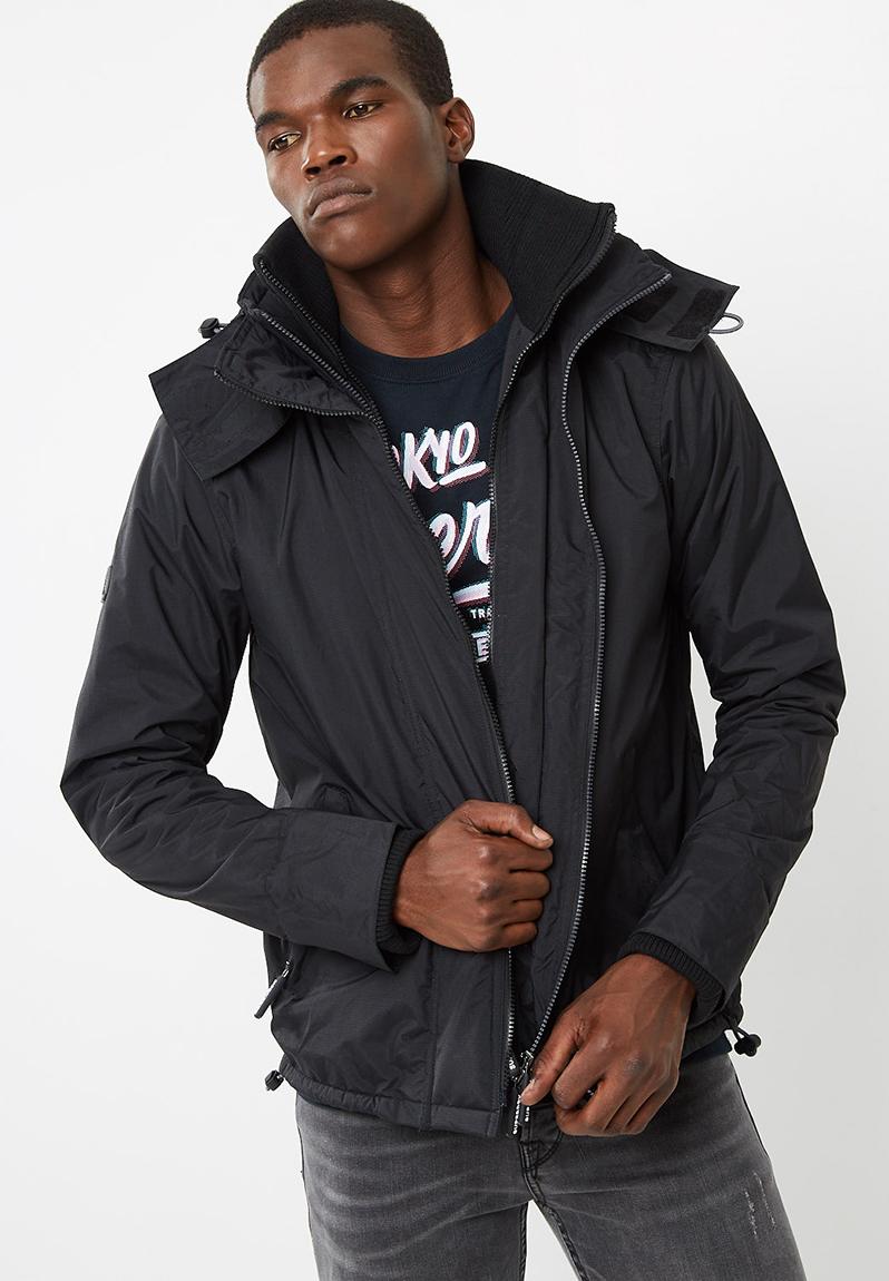 Pop zip Hood Arctic Windcheater NB- Black/Dark Grey Marl Superdry ...