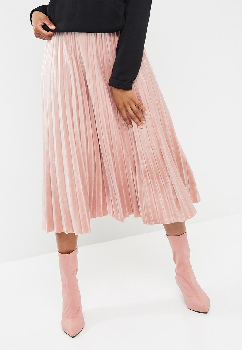 Velvet pleated midi skirt - baked pink dailyfriday Skirts | Superbalist.com