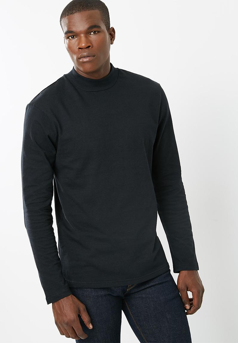 Plain High Neck L/S Tee- black basicthread T-Shirts & Vests ...