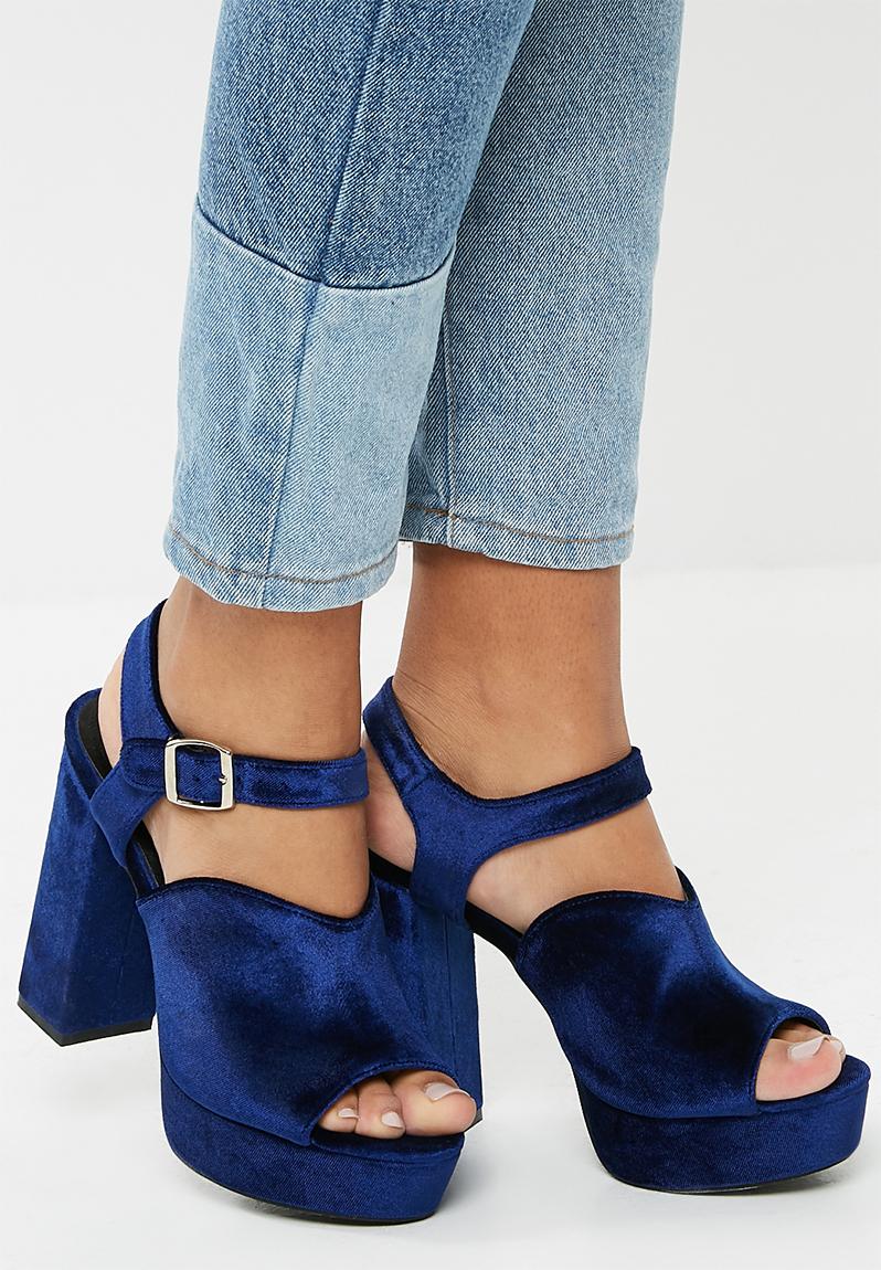 Velvet platform block heel - navy dailyfriday Heels | Superbalist.com