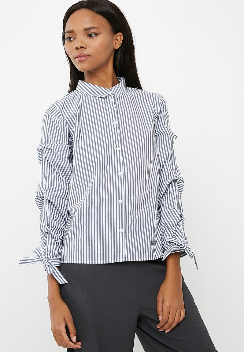Opal shirt - Bright white with grey stripes ONLY Shirts | Superbalist.com