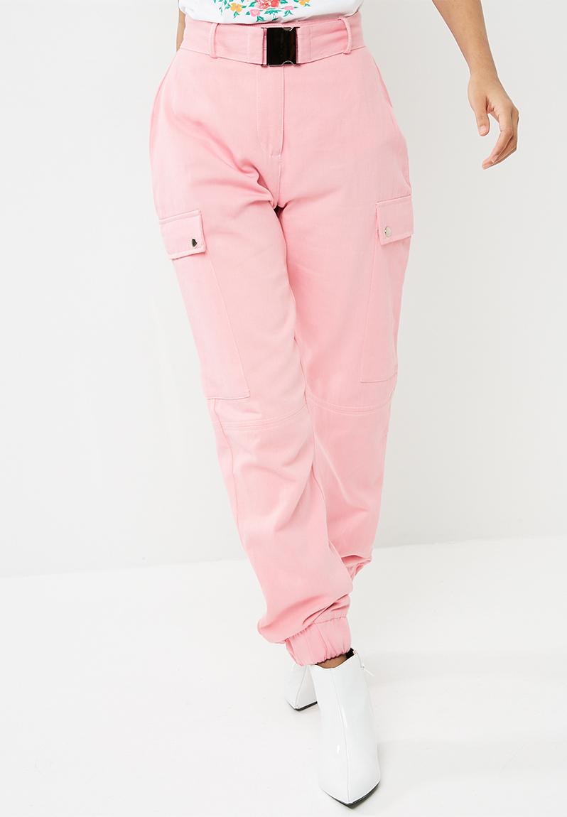 Buckle detail utility trouser - pink Missguided Trousers | Superbalist.com