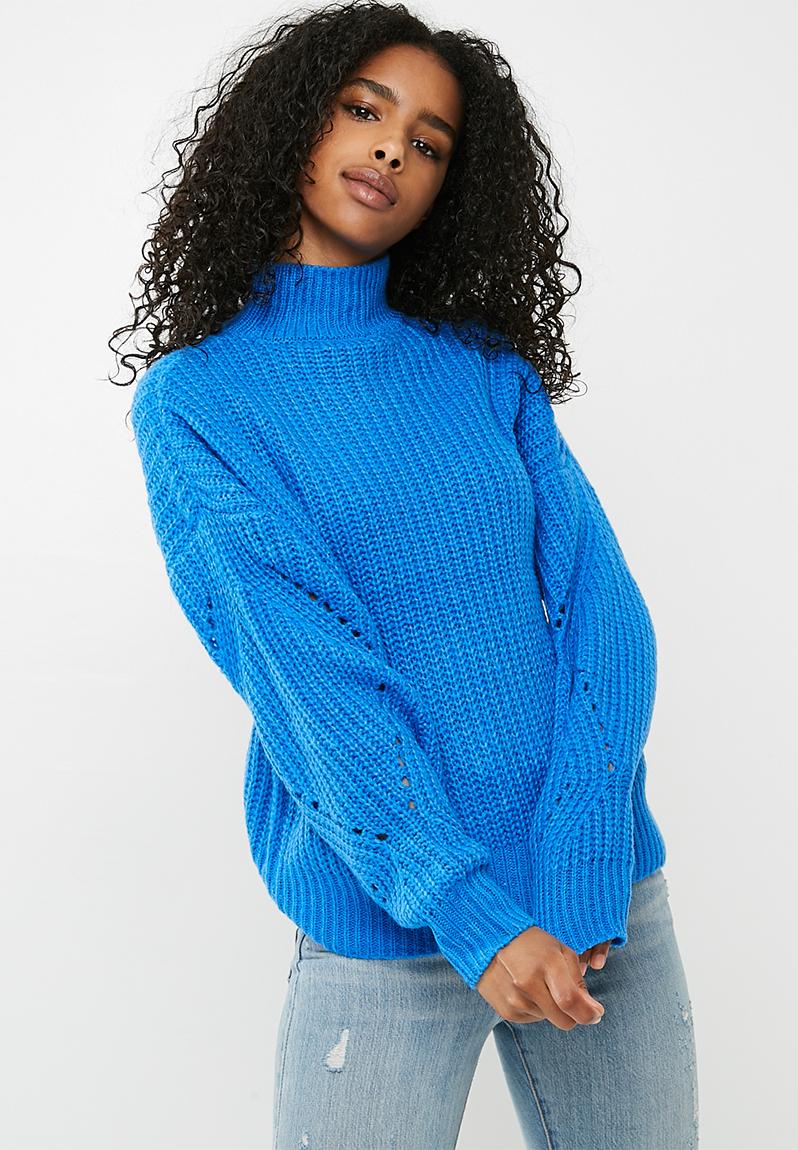 Royce high neck sweater knit - blue Pieces Knitwear | Superbalist.com