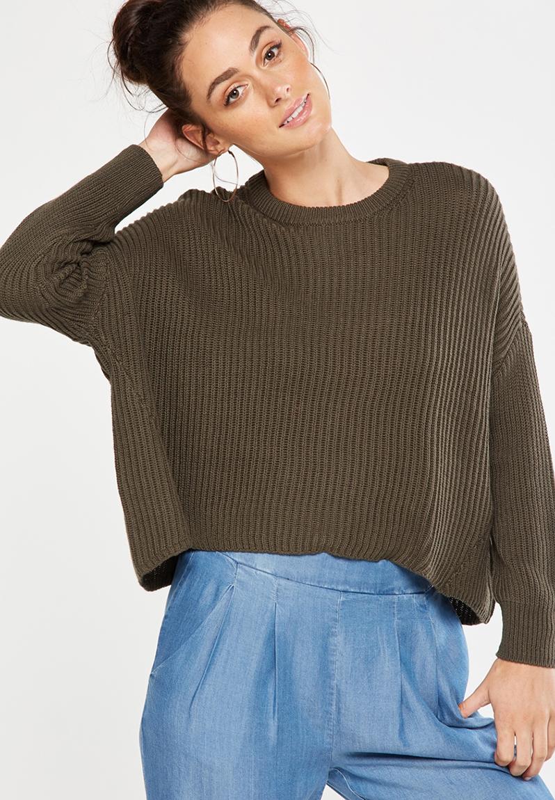 Archy cropped pullover - Khaki Cotton On Knitwear | Superbalist.com