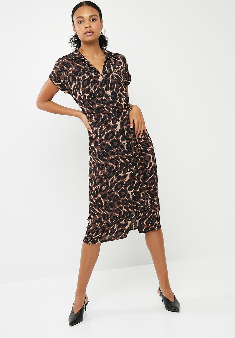 Animal print midi leopard print shirt dress - Brown pattern New Look ...