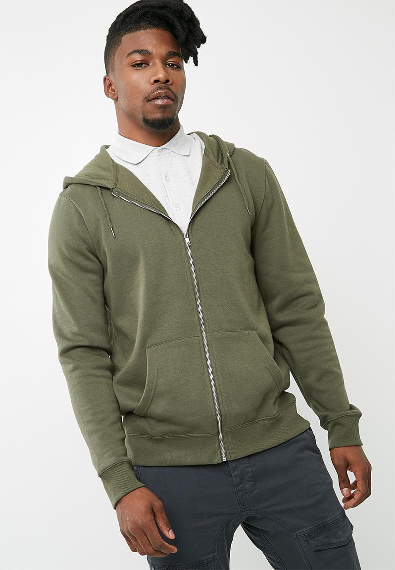 Basic Zip Through Hoodie - Khaki New Look Hoodies, Sweats & Jackets ...