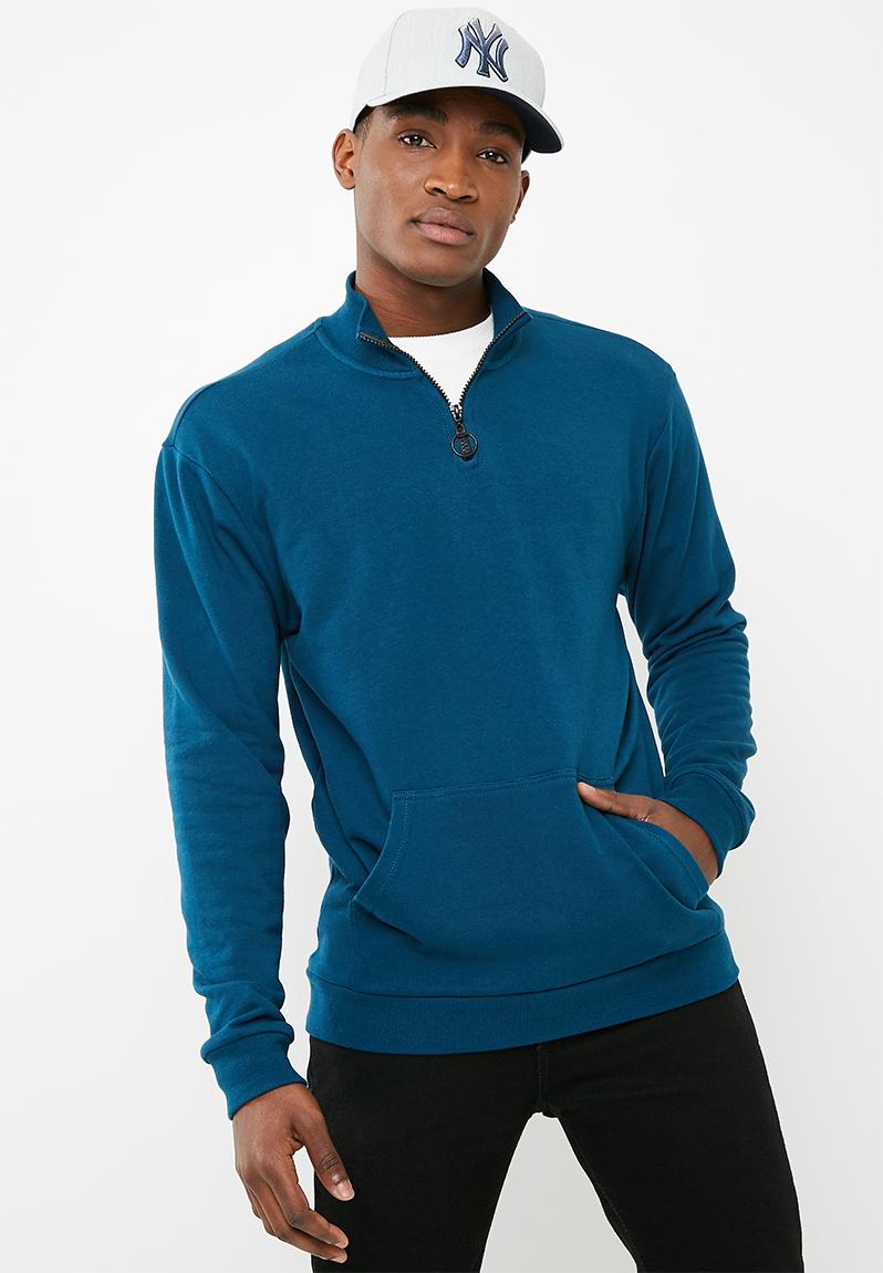 1/4 Zip Pullover Sweat- teal basicthread Hoodies & Sweats | Superbalist.com