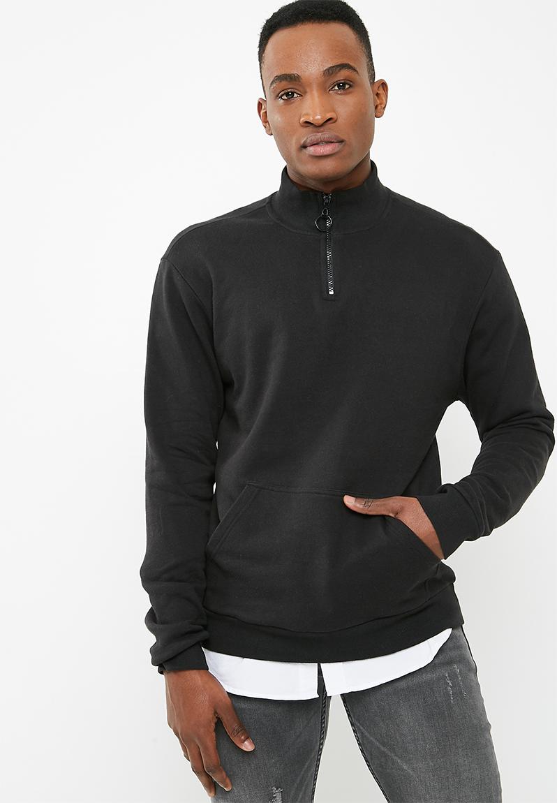 1/4 Zip Pullover Sweat - black basicthread Hoodies & Sweats ...