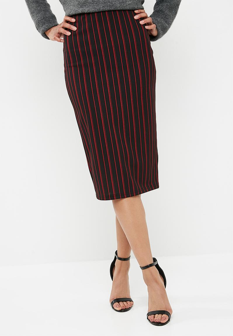 Printed pull on pencil skirt - black & red stripe Superbalist Skirts ...