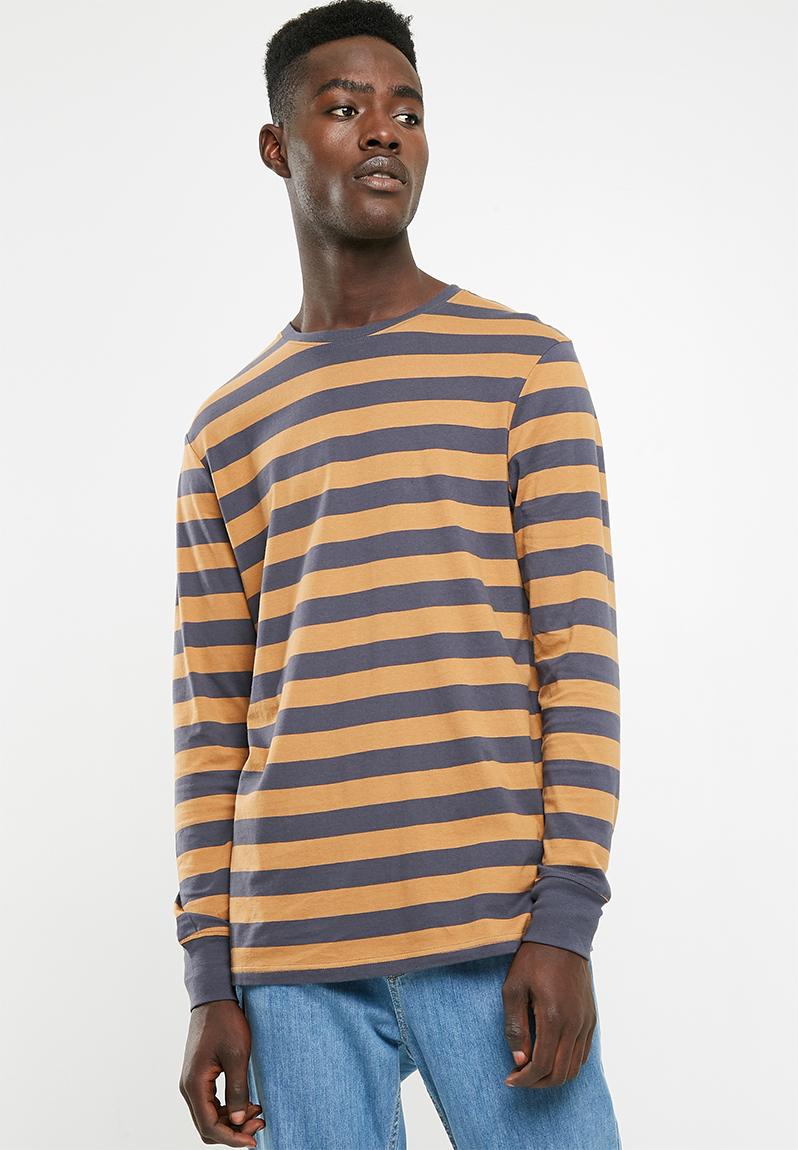 Tbar long sleeve - late night blue/ chipmunk brown/bold stripe Cotton ...