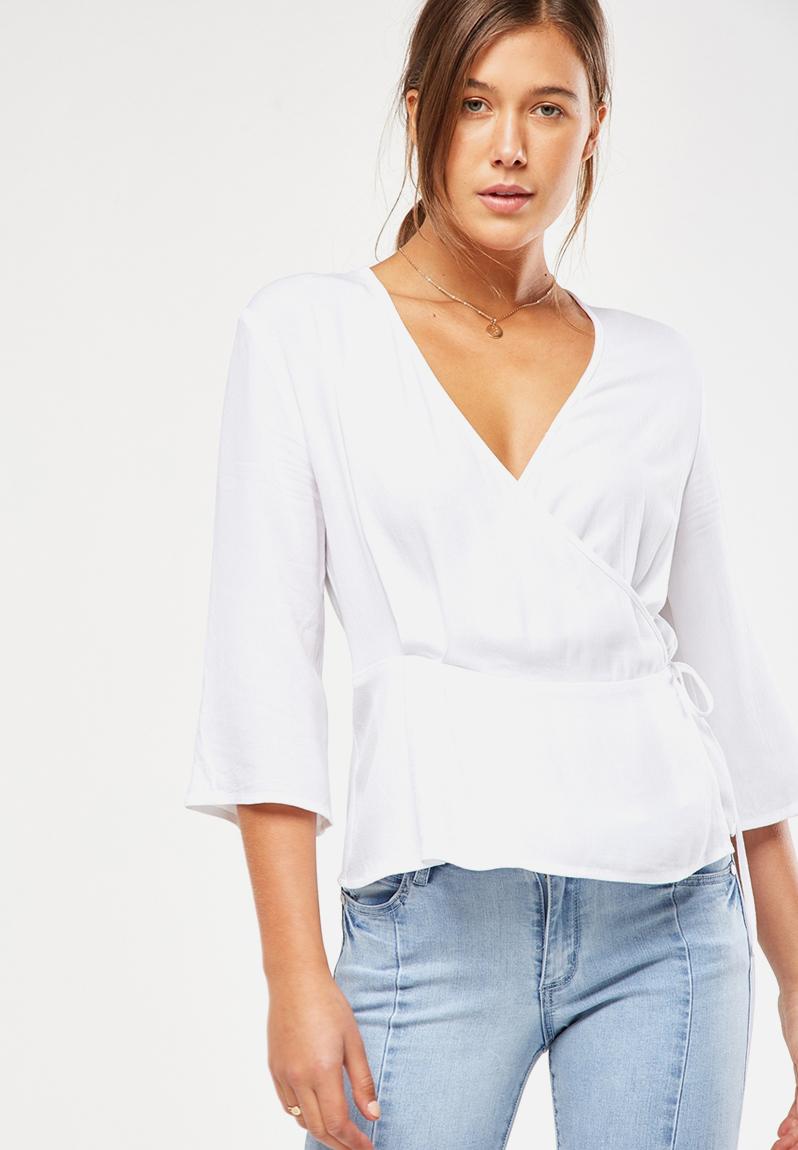 Peplum wrap blouse - white Cotton On Blouses | Superbalist.com