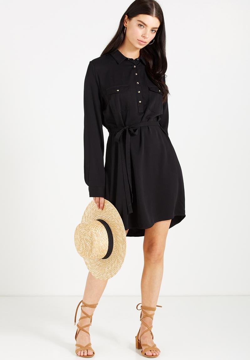 Woven long sleeve shirt dress - black Cotton On Casual | Superbalist.com
