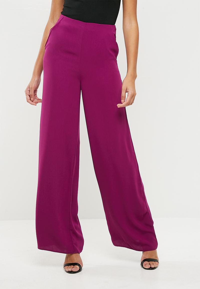 purple wide leg trousers