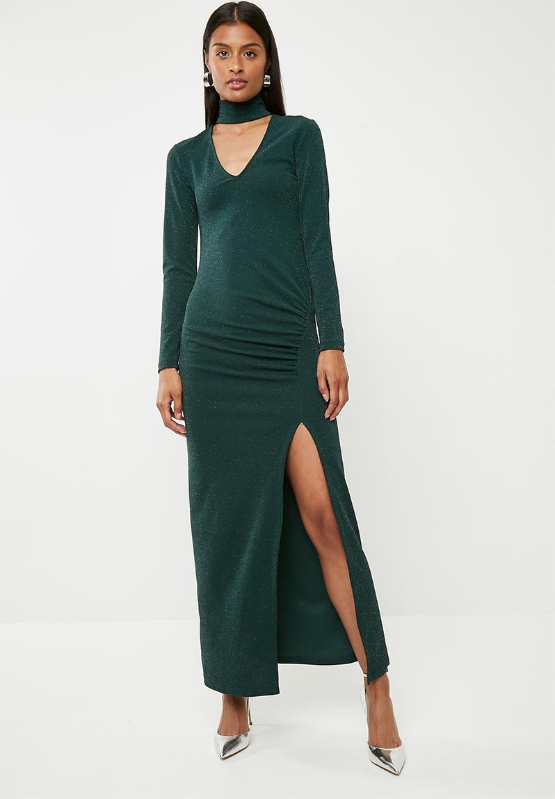 Emerald statement shoulder maxi dress - green Superbalist Occasion ...