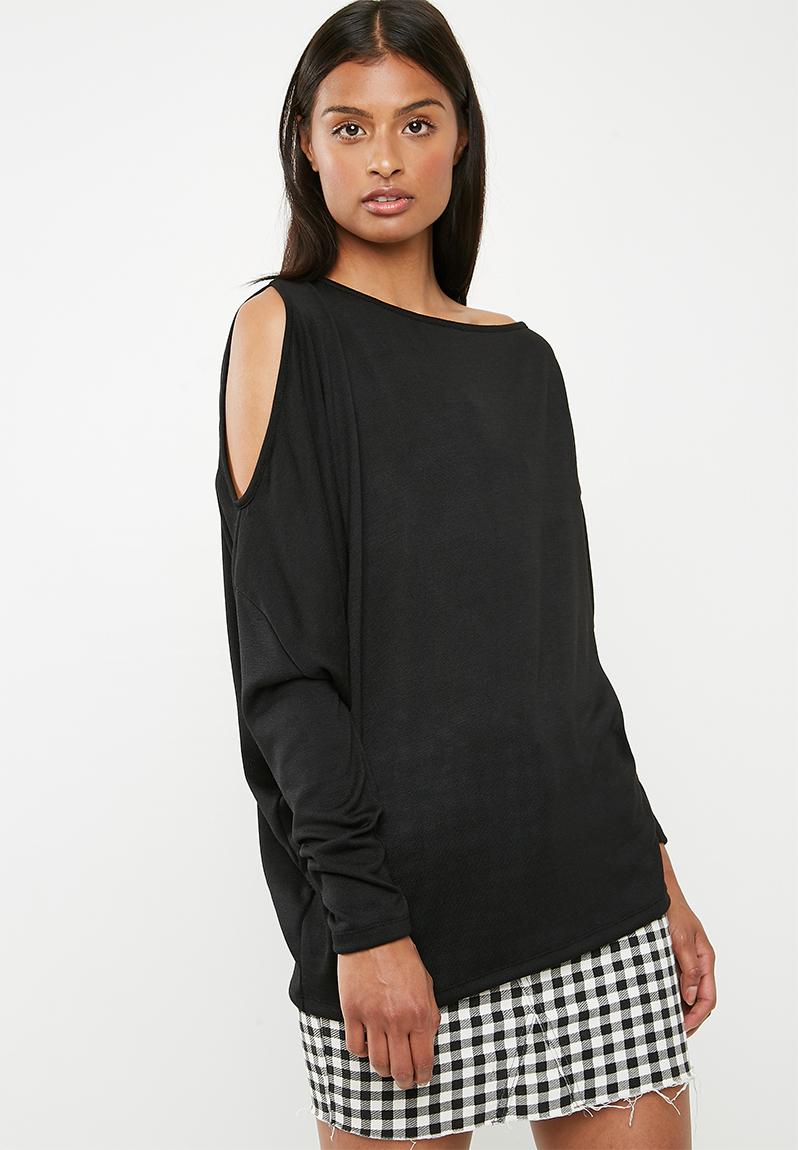 One shoulder knit top - black Superbalist T-Shirts, Vests & Camis ...