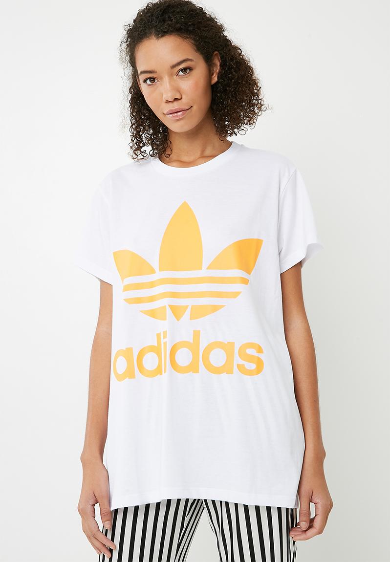 Boxy trefoil tee - White read gold adidas Originals T-Shirts ...