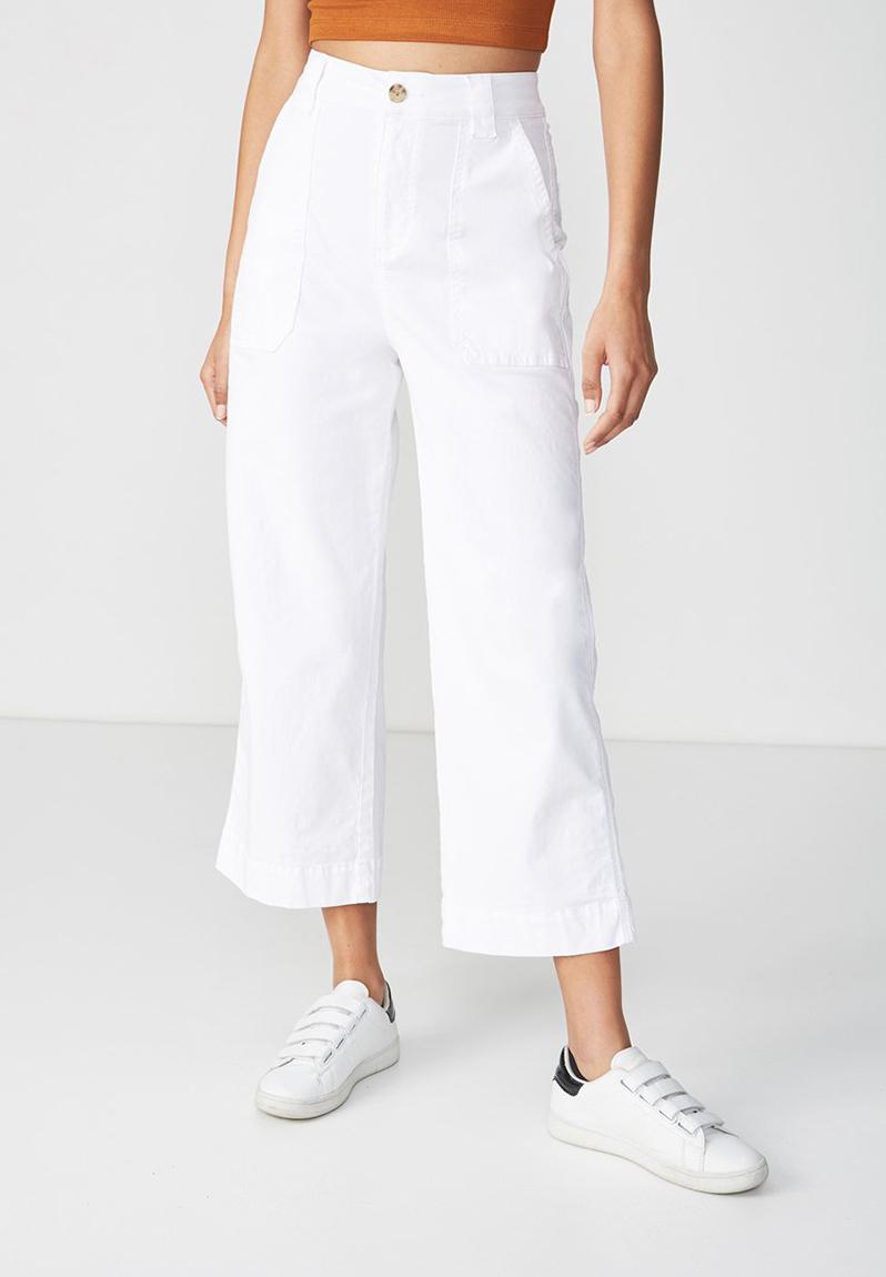 CD Straight Wide-leg Pants White Cotton