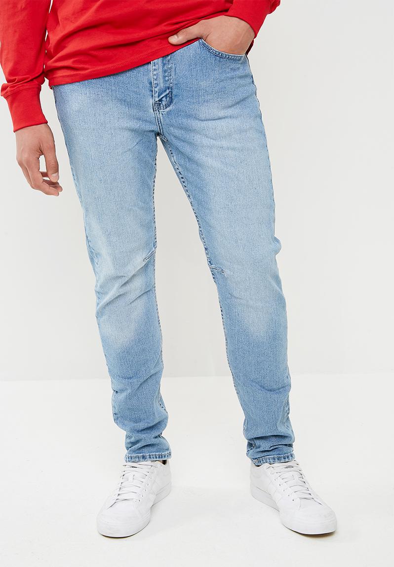 blue tapered jeans