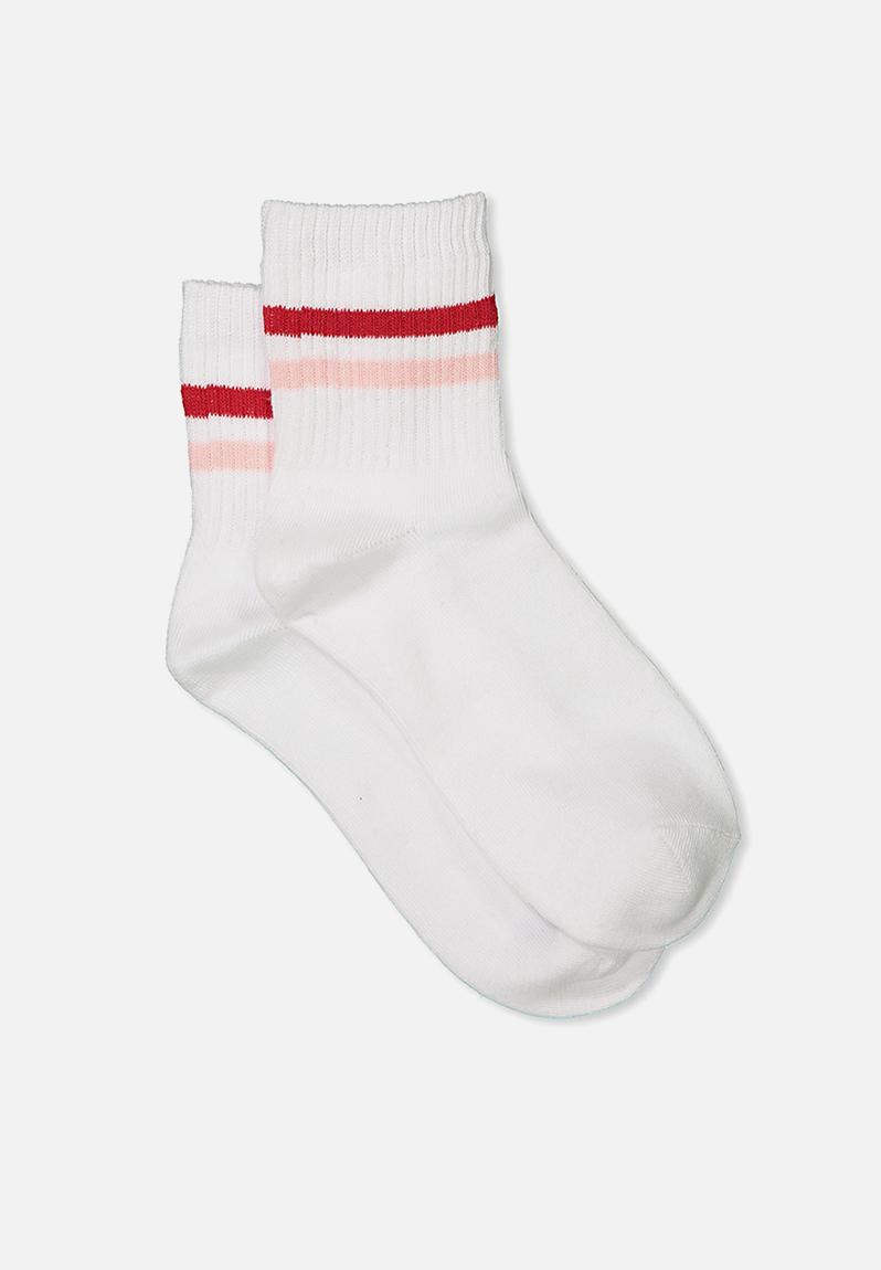 90s Sport crew socks - white/red/pink Supré Stockings & Socks ...
