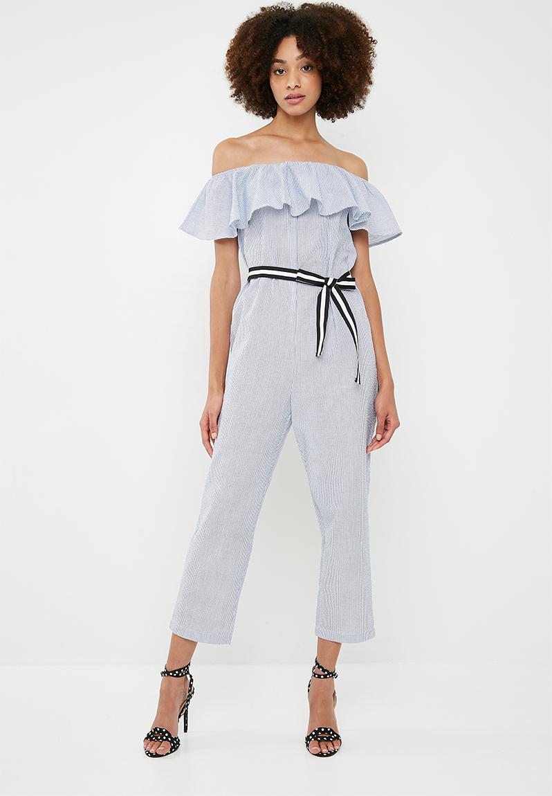 Frill jumpsuit - blue & white ONLY Jumpsuits & Playsuits | Superbalist.com