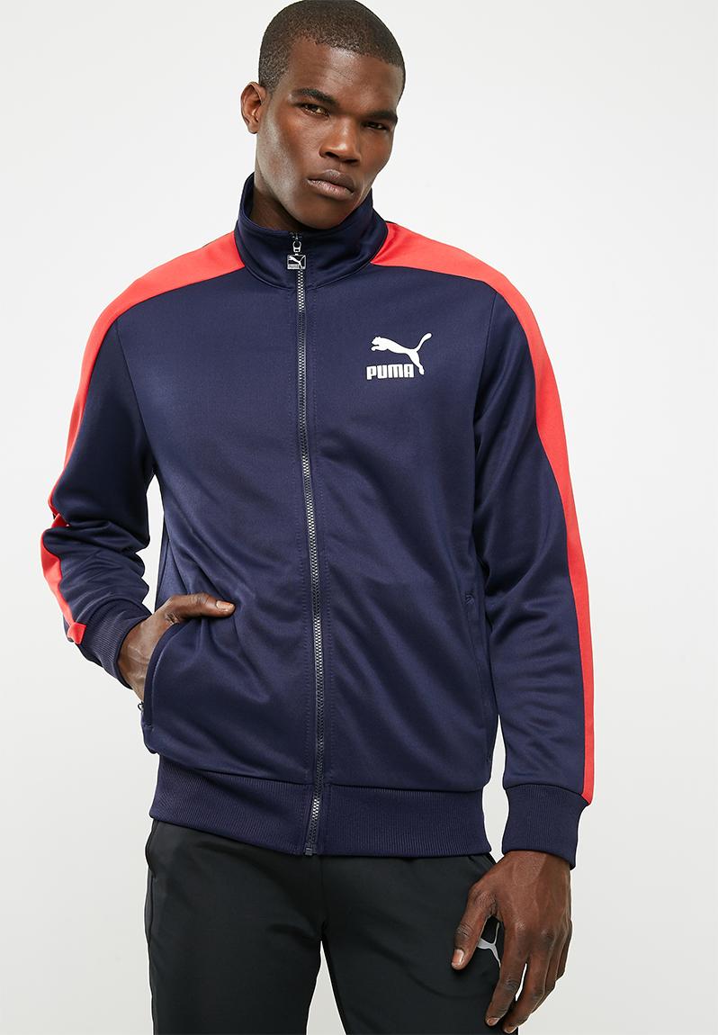 Classics T7 Track jacket- navy/red PUMA Hoodies, Sweats & Jackets ...