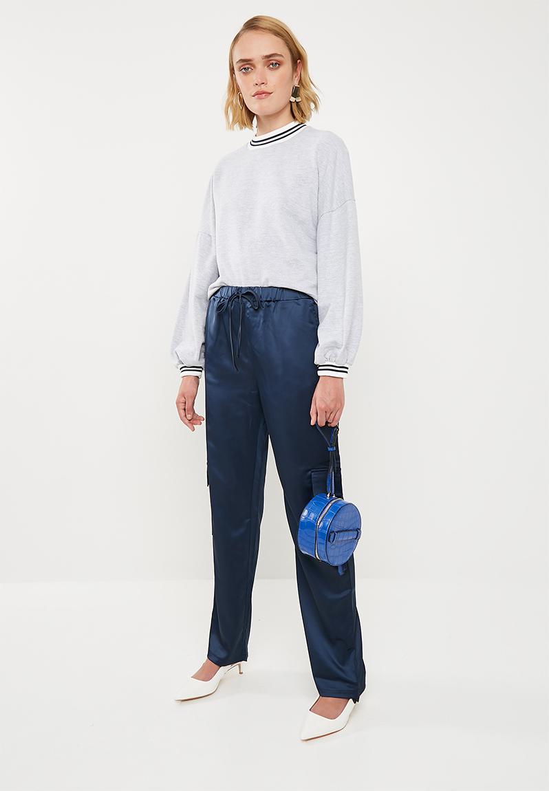 Satin utility trousers - navy Missguided Trousers | Superbalist.com