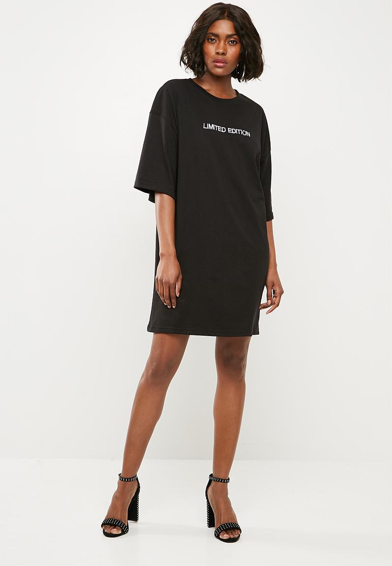 Missguided black t shirt dress best sale