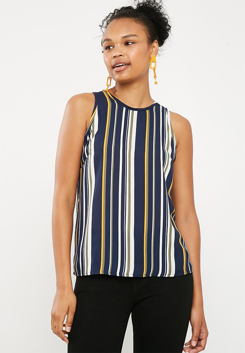 Woven scoop neck vest - Navy stripe Superbalist T-Shirts, Vests & Camis ...