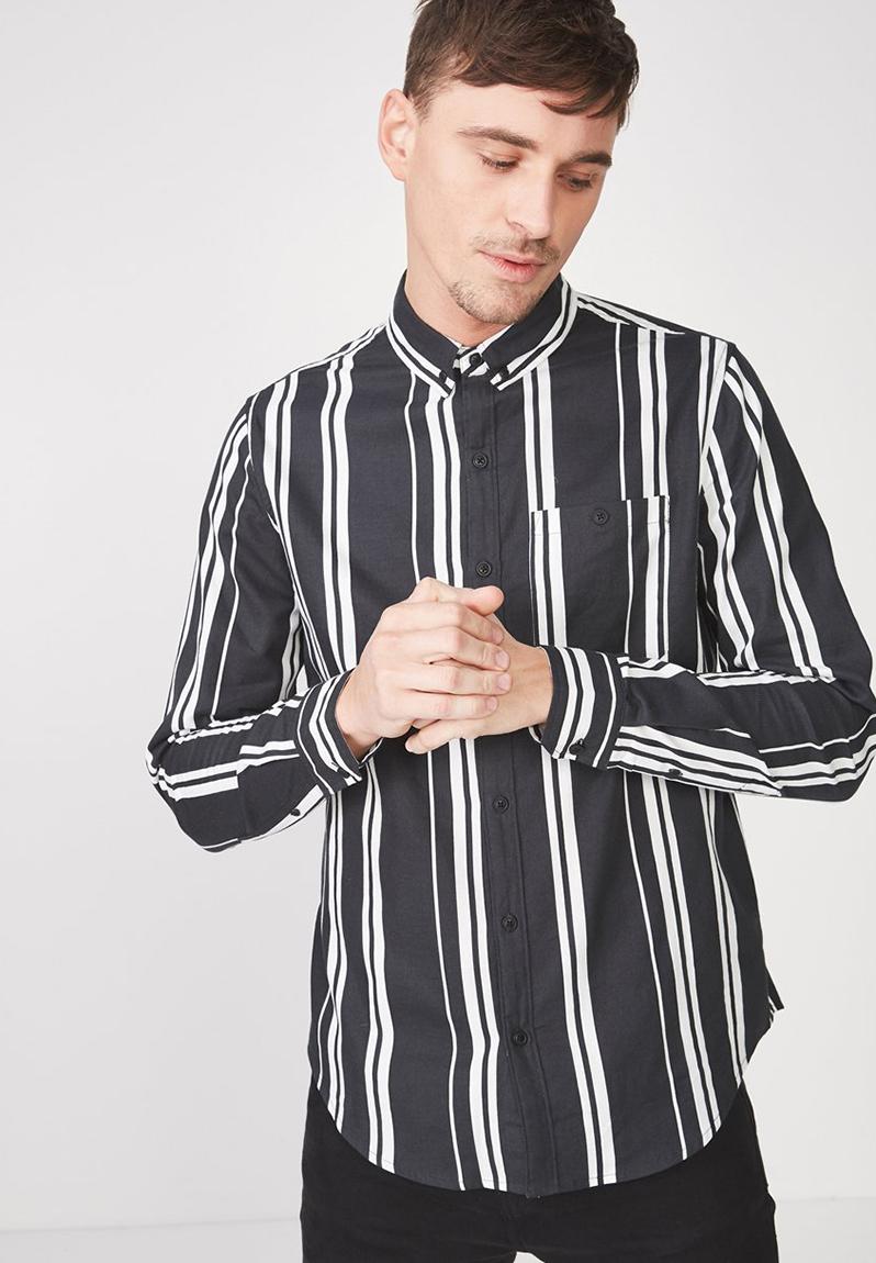 91 long sleeve shirt - black/white stripe Cotton On Shirts