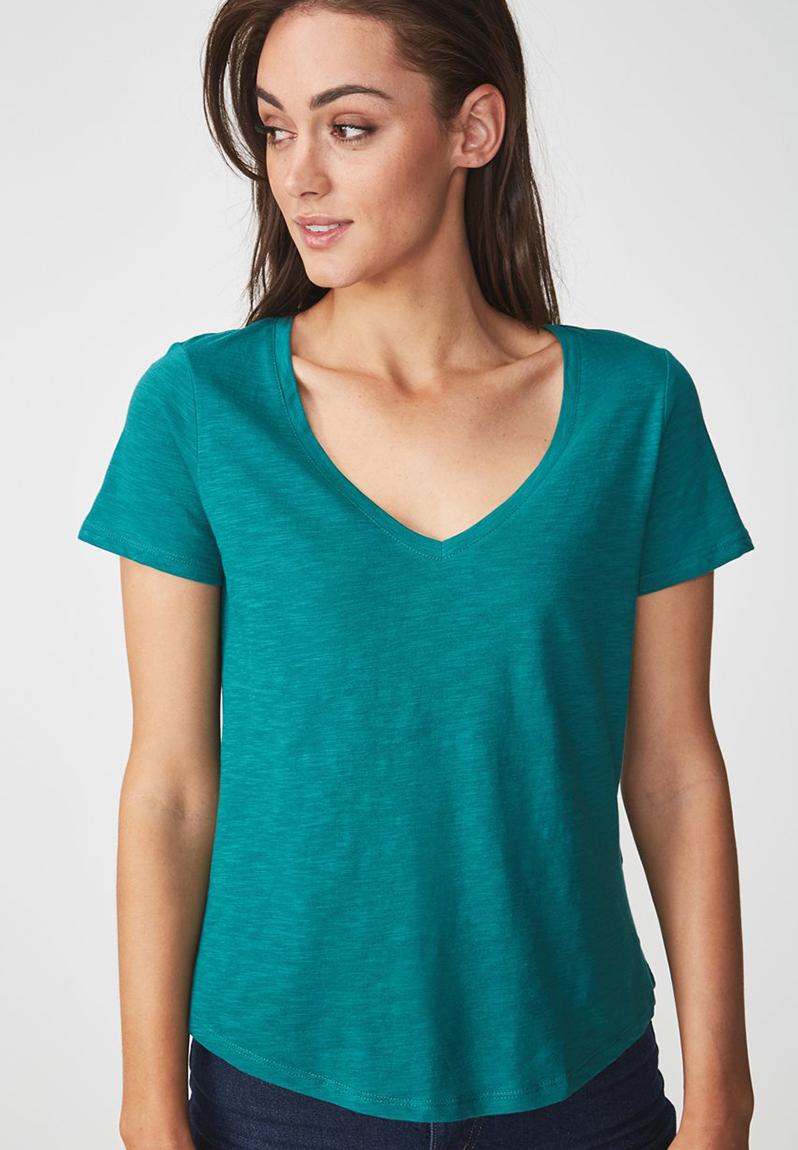 The deep V-neck - teal green Cotton On T-Shirts, Vests & Camis ...