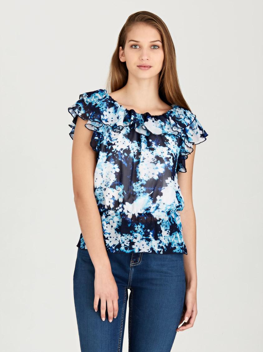 blouse with frills on front