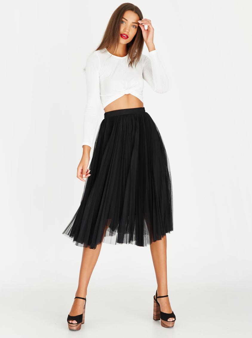 Pleated Mesh Midi Skirt Black STYLE REPUBLIC Skirts | Superbalist.com